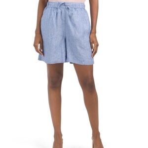 Tahari Light Blue Women's Shorts Size 2X NWT Linen Blend